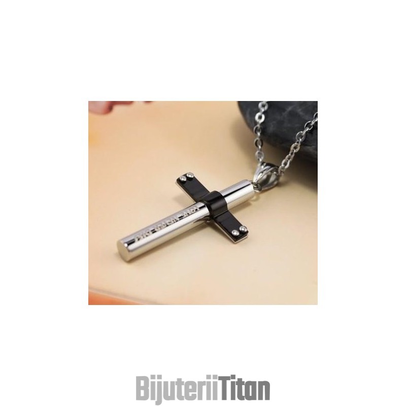 Colier Cu Pandantive Din Titan Pur, Cruce Cilindrică Colier Cu Pandantive Din Titan Pur, Cruce Cilindrică