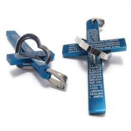 Pandantiv Cool Man Heart Cross Bible Din Oțel Titan (Nou) Culoare Albastră