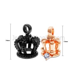 Pandantive Royal Crown Lovers Din Titan, Aur Roz Și Negru, Cu Inele Gratuite C604