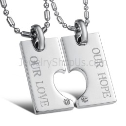 Pandantive Din Argint Titan „Our Hope & Our Love” Cu Pietre Și Lanțuri Gratuite C602