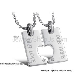 Pandantive Din Argint Titan „Our Hope & Our Love” Cu Pietre Și Lanțuri Gratuite C602