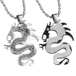 Pandantive Din Titan, Argint Și Dragon Negru Cu Lanțuri Gratuite C399