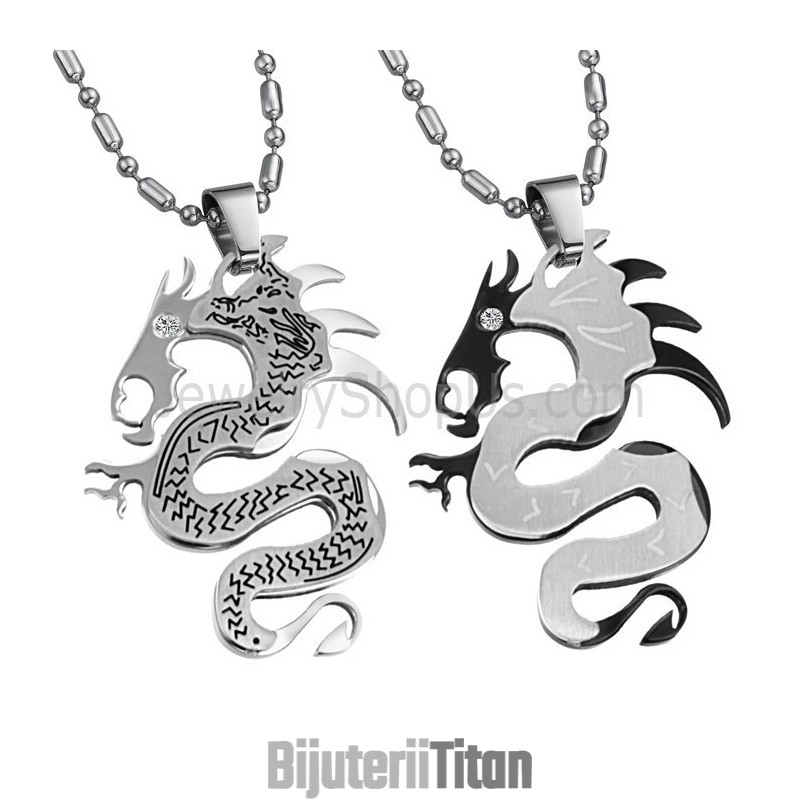 Pandantive Din Titan, Argint Și Dragon Negru Cu Lanțuri Gratuite C399 Pandantive Din Titan, Argint Și Dragon Negru Cu Lanțuri Gratuite C399