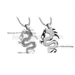 Pandantive Din Titan, Argint Și Dragon Negru Cu Lanțuri Gratuite C399
