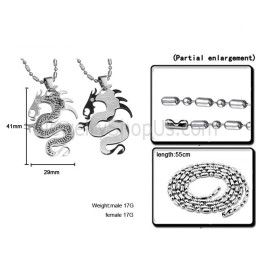 Pandantive Din Titan, Argint Și Dragon Negru Cu Lanțuri Gratuite C399