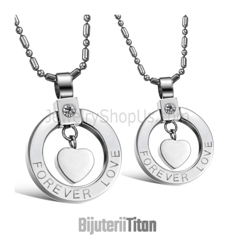 Pandantive Din Argint Și Titan Cu Inimă „Forever Love” Cu Pietre Și Lanțuri Gratuite C415 Pandantive Din Argint Și Titan Cu Inimă „Forever Love” Cu Pietre Și Lanțuri Gratuite C415