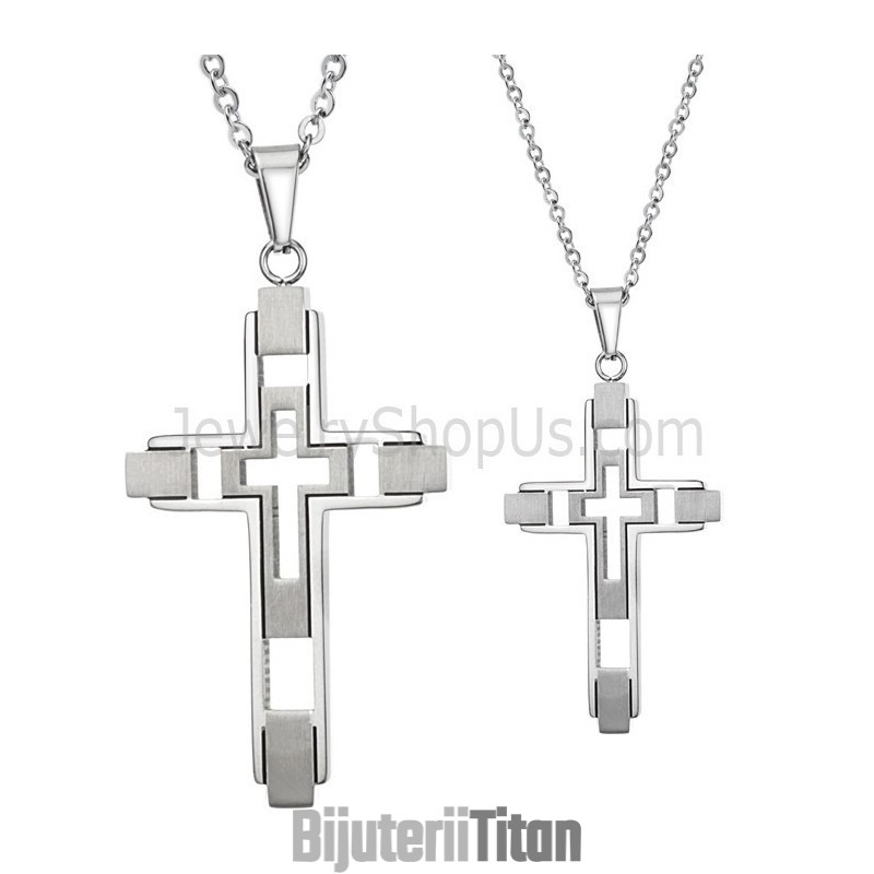 Pandantive Cu Cruce Încrustată Cu Titan Și Argint, Cu Lanțuri Gratuite, 108 Pandantive Cu Cruce Încrustată Cu Titan Și Argint, Cu Lanțuri Gratuite, 108