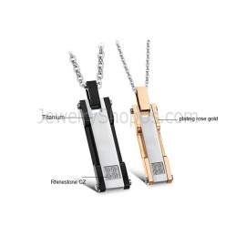 Pandantive Dreptunghiulare Din Titan, Aur Roz Și Negru Pentru Îndrăgostiți, Cu Stras Și Lanțuri Gratuite C362