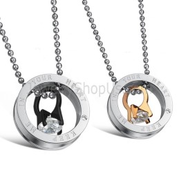 Pandantive Din Titan, Negru Și Aur Roz, Cu Iubitori De Caracatiță, Cu Stras Și Lanțuri Gratuite C698