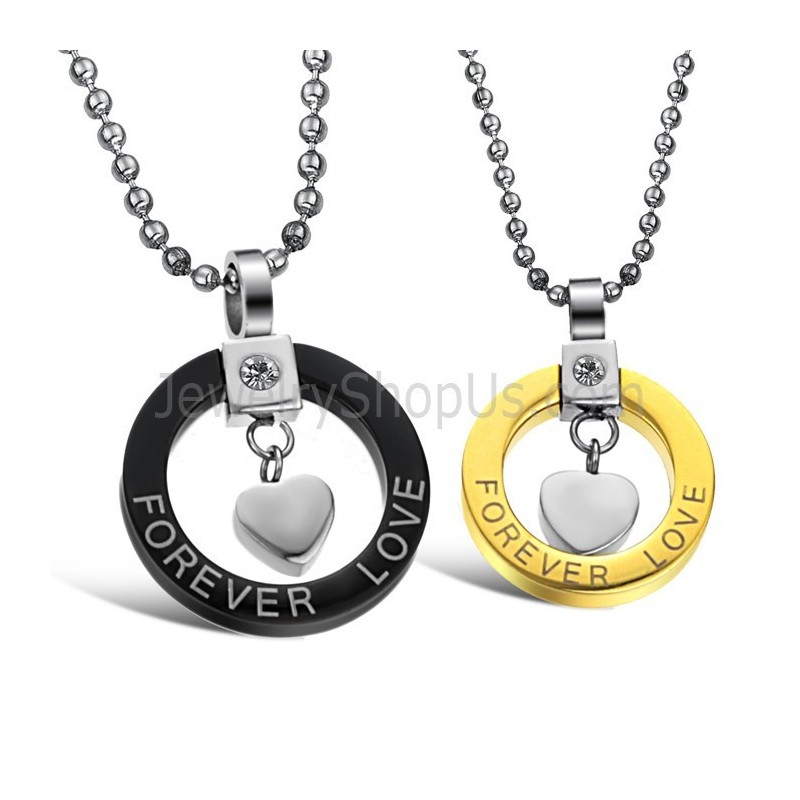 Pandantive Pentru Îndrăgostiți „Forever Love” Din Titan, Negru Și Auriu, Cu Pietre Și Lanțuri Gratuite, 280 Pandantive Pentru Îndrăgostiți „Forever Love” Din Titan, Negru Și Auriu, Cu Pietre Și Lanțuri Gratuite, 280