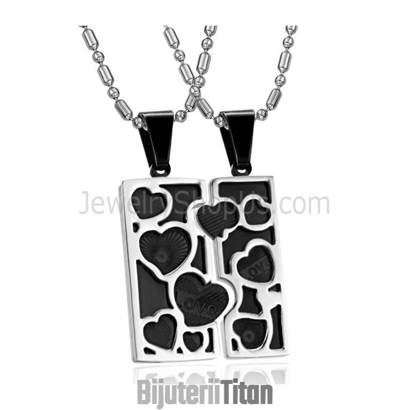 Pandantive Îndrăgostiți Din Titan, Argint Și Negru, Cu Puzzle, Cu Lanțuri Gratuite C733 Pandantive Îndrăgostiți Din Titan, Argint Și Negru, Cu Puzzle, Cu Lanțuri Gratuite C733