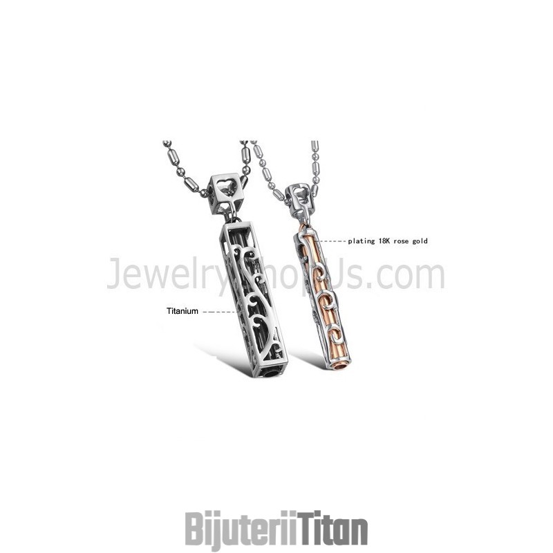 Pandantive Hollow Lovers Din Titan, Negru Și Aur Roz, Cu Lanțuri Gratuite C609 Pandantive Hollow Lovers Din Titan, Negru Și Aur Roz, Cu Lanțuri Gratuite C609