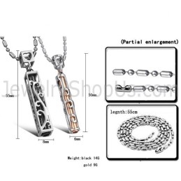 Pandantive Hollow Lovers Din Titan, Negru Și Aur Roz, Cu Lanțuri Gratuite C609