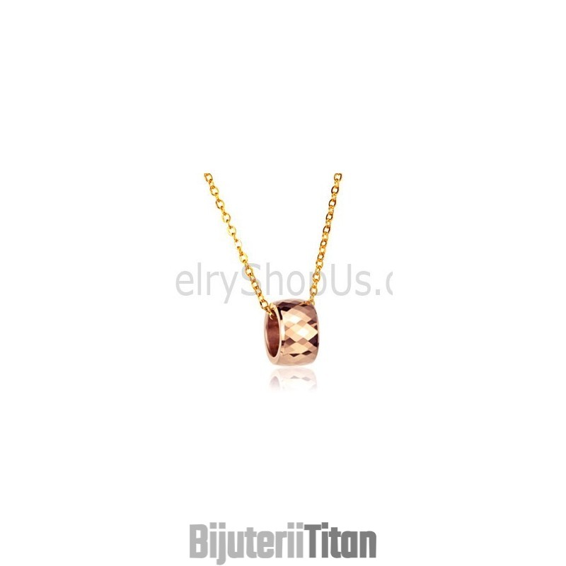 Pandantiv Din Tungsten Auriu-Roz Cu Design Complex Multifațetat Gx735