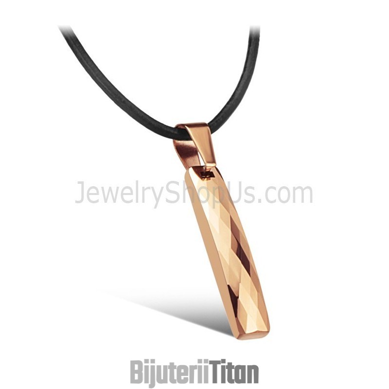 Pandantiv Dreptunghiular Din Aur Roz Cu Design Complex Multifațetat Din Tungsten C631