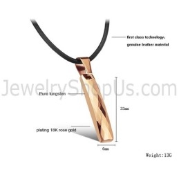 Pandantiv Dreptunghiular Din Aur Roz Cu Design Complex Multifațetat Din Tungsten C631