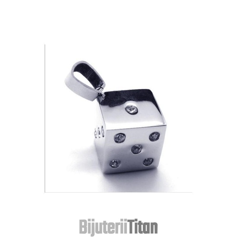 Pandantiv Unic Pentru Colier Din Titan Pur Cu Piatră Prețioasă „Zaruri” Pentru Bărbat
