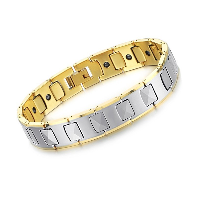 Brățară Magnetică Cu Energie, Tungsten, Lustruită, Pentru Sănătate, Aur 18K C940
