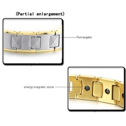 Brățară Magnetică Cu Energie, Tungsten, Lustruită, Pentru Sănătate, Aur 18K C940