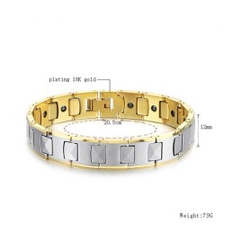 Brățară Magnetică Cu Energie, Tungsten, Lustruită, Pentru Sănătate, Aur 18K C940