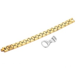 Brățară Magnetică Cu Energie, Tungsten, Lustruită, Pentru Sănătate, Aur 18K C940