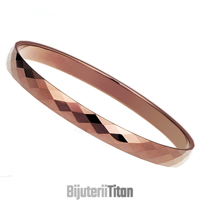 Brățară Din Aur Roz Cu Tungsten, Finisaj Lustruit, Model Cuplu, C889 Brățară Din Aur Roz Cu Tungsten, Finisaj Lustruit, Model Cuplu, C889