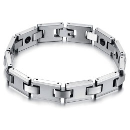 Brățară Magnetică H-Link Din Tungsten Și Argint, Cu Energie Și Sănătate, C748