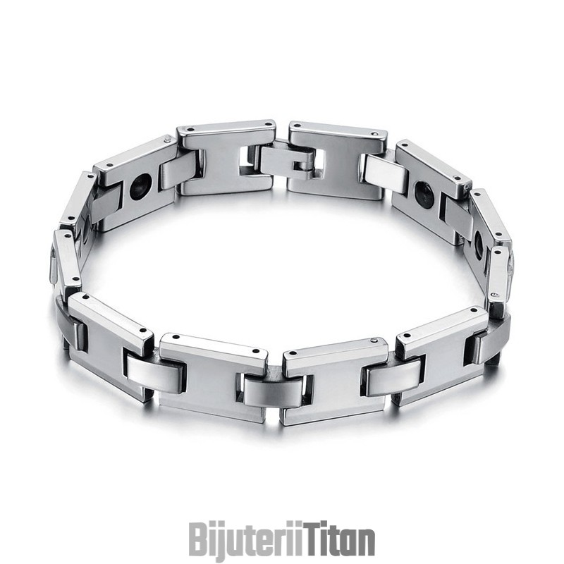 Brățară Magnetică H-Link Din Tungsten Și Argint, Cu Energie Și Sănătate, C748