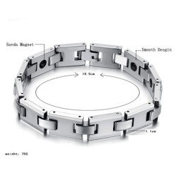 Brățară Magnetică H-Link Din Tungsten Și Argint, Cu Energie Și Sănătate, C748