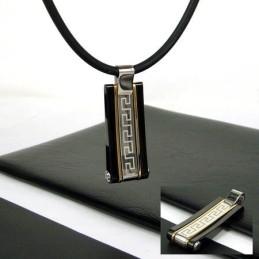 Cool Man Unique Glyph Strip Titan Steel Colier Cu Pandantiv