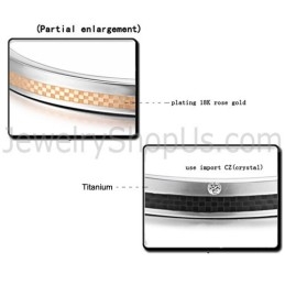 Brățară Elegantă Din Aur Roz Și Grilă Neagră Cu Pietre, Model Tatanium, C746