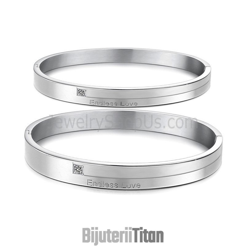 Brățară Tatanium „Endless Love” Pentru Cupluri Cu Pietre C870 Brățară Tatanium „Endless Love” Pentru Cupluri Cu Pietre C870