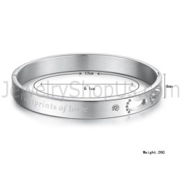 Brățări Tatanium „Footrints Of Love” Pentru Cupluri Cu Amprente Goale Și Pietre C850