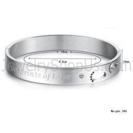 Brățări Tatanium „Footrints Of Love” Pentru Cupluri Cu Amprente Goale Și Pietre C850