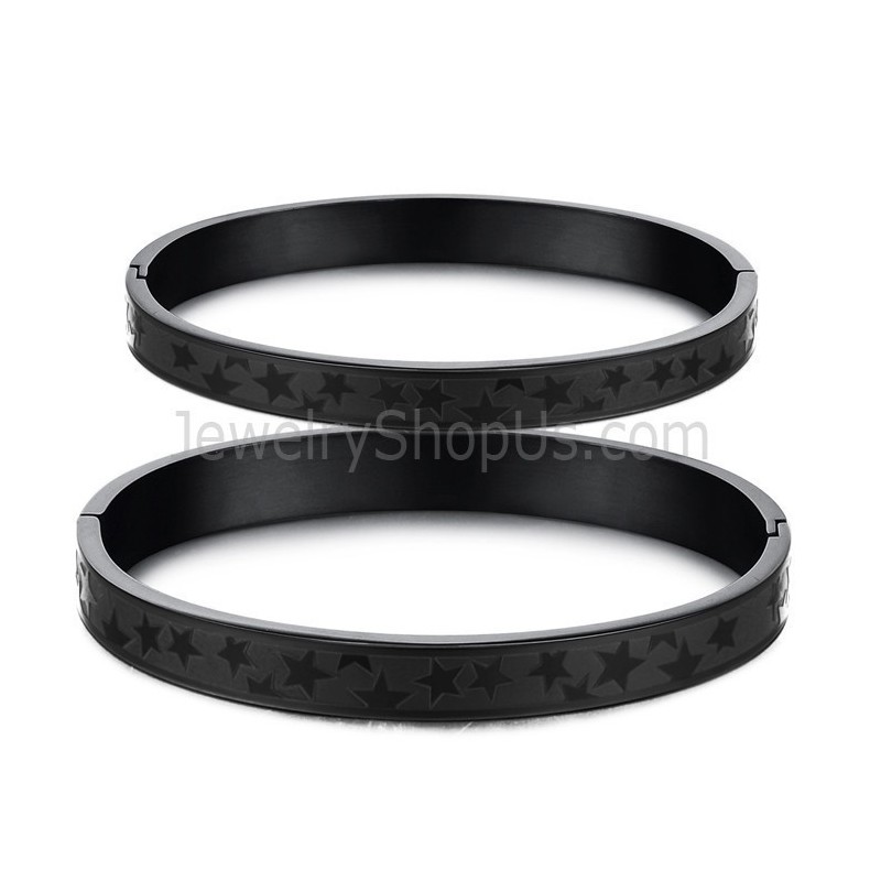 Brățări Cuplu Tatanium Black Stars C863