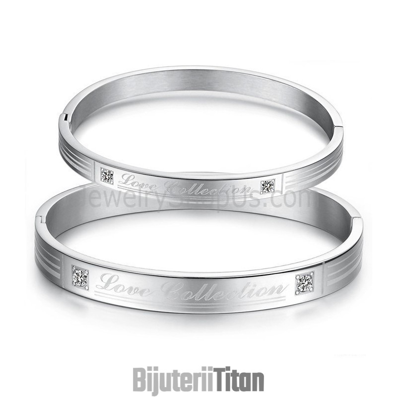 Brățări Tatanium „Colecția Love” Pentru Cupluri Cu Pietre C849