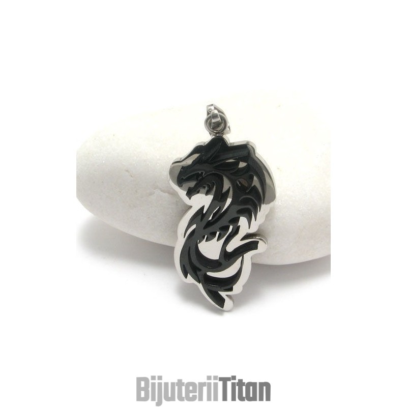 Colier Cu Pandantiv Din Titan Pur Cu Dragon Negru Pentru Bărbat, Cadou Colier Cu Pandantiv Din Titan Pur Cu Dragon Negru Pentru Bărbat, Cadou
