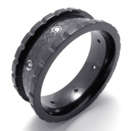 Inel Din Titan Cu Diamant Negru