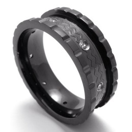 Inel Din Titan Cu Diamant Negru
