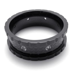 Inel Din Titan Cu Diamant Negru