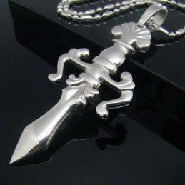 Cool Man Shining Sword Cross Pur Titanium Necklace Pendant