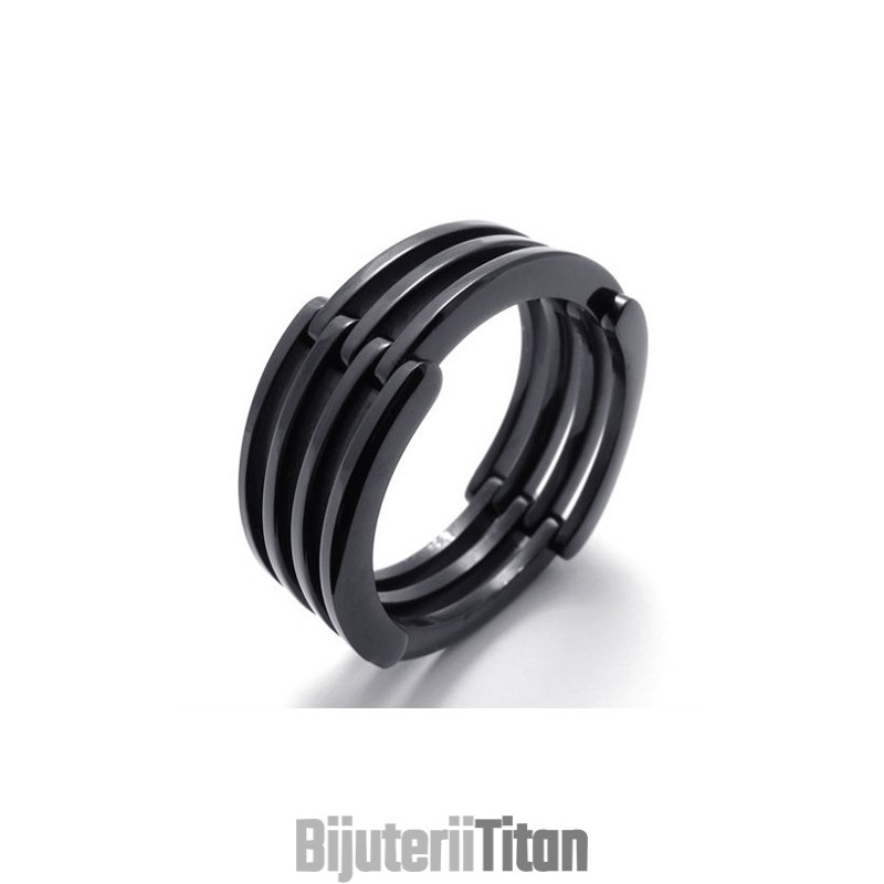 Inel Negru Din Titan Puzzle