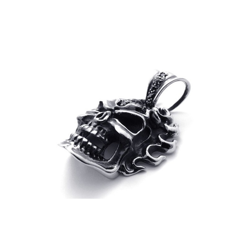 Pandantiv Din Titan Cu Craniu Și Diamant Negru Pandantiv Din Titan Cu Craniu Și Diamant Negru