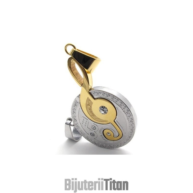 Pandantiv Din Titan Cu Notă Muzicală Din Aur, Îndrăgostiți De Diamante Pandantiv Din Titan Cu Notă Muzicală Din Aur, Îndrăgostiți De Diamante