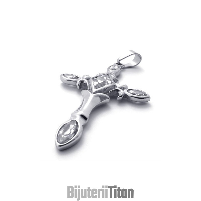 Pandantiv Cruce Din Titan Cu Diamant
