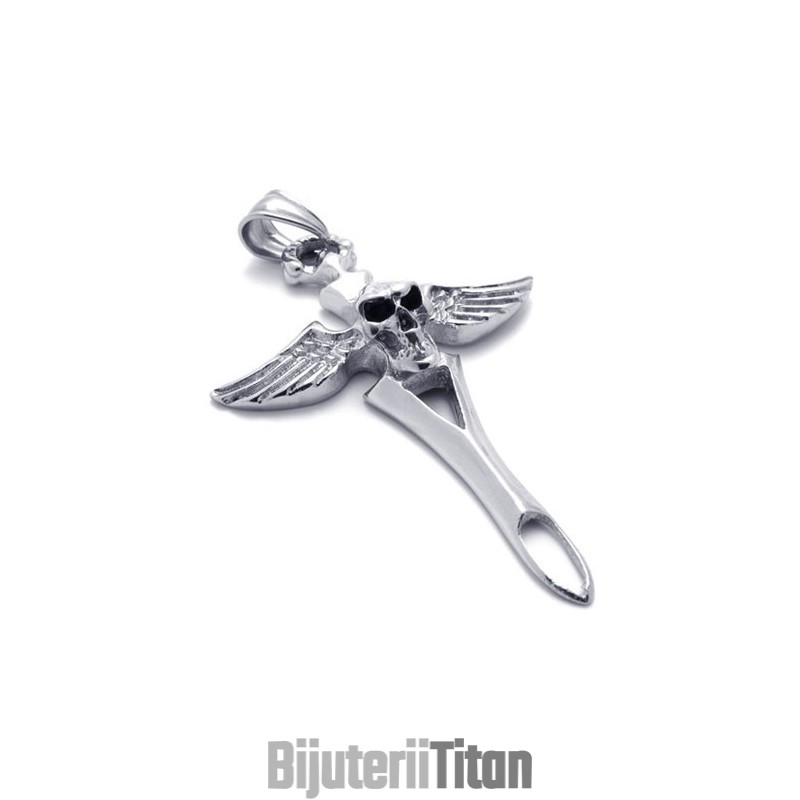 Pandantiv Din Titan Cu Craniu Cruce