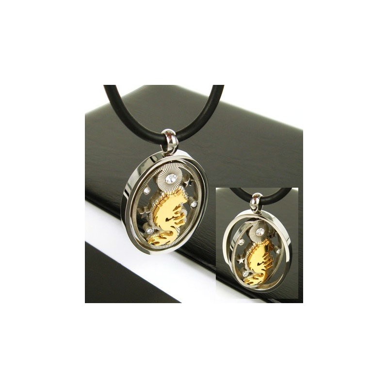 Colier Cu Pandantiv Man Spinner Gold Wolf Din Titan Pur Și Piatră Prețioasă Colier Cu Pandantiv Man Spinner Gold Wolf Din Titan Pur Și Piatră Prețioasă