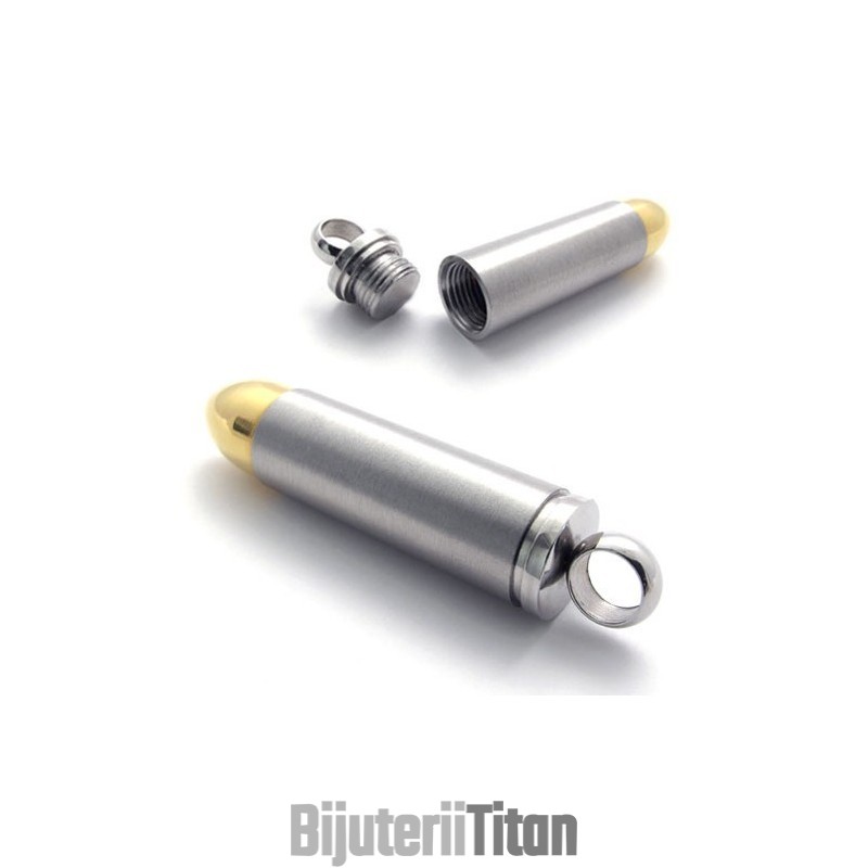 Pandantiv Din Titan Cu Accent Auriu Bullet Pandantiv Din Titan Cu Accent Auriu Bullet