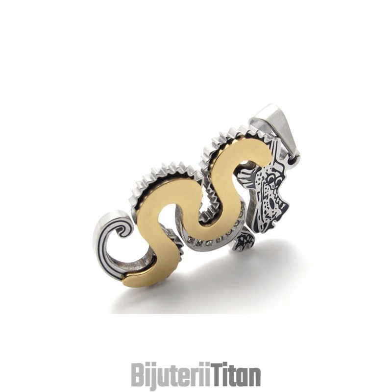 Pandantiv Din Titan Cu Dragon De Aur
