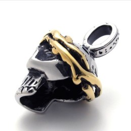 Pandantiv Din Titan Cu Craniu Și Accent Auriu